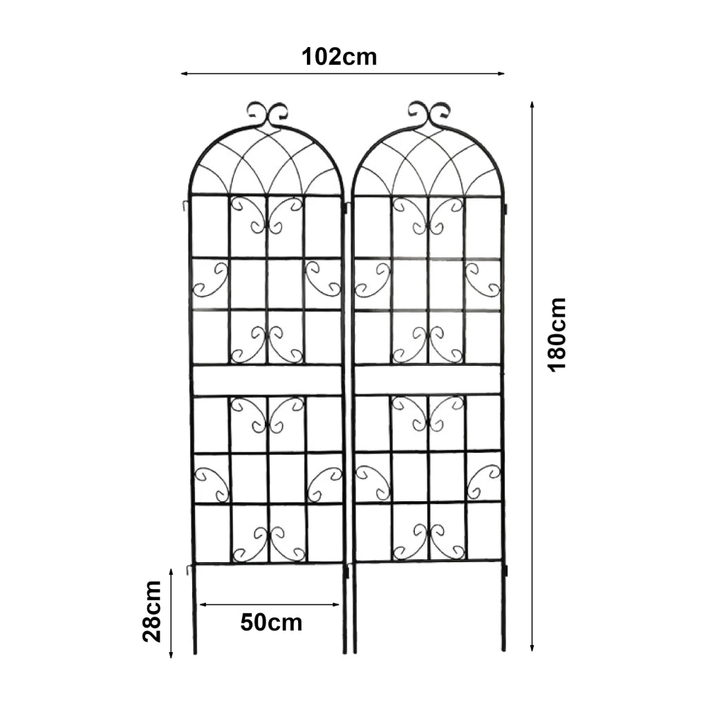 Set di 2 tralicci da giardino acciaio 180 x 102 cm nero 03_0011130