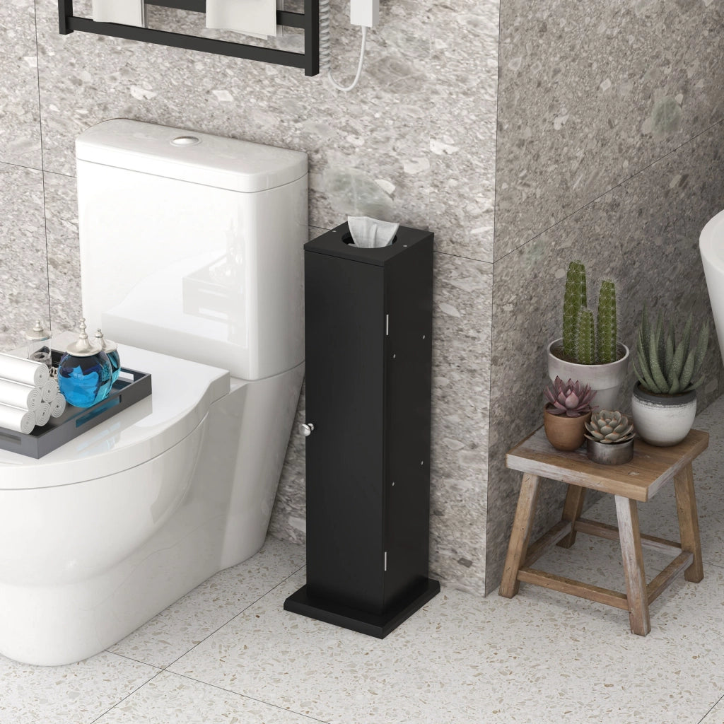 Mobiletto bagno 3 ripiani con portarotolo ¨C Xylo ¨C nero salvaspazio