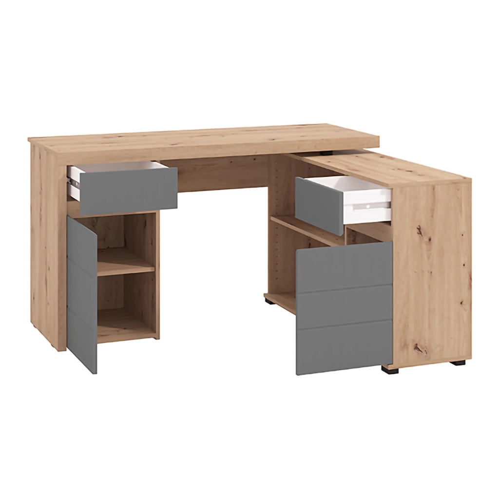 Piran, Scrivania Angolare, 140x124x77h cm Marrone Rovere Nodi