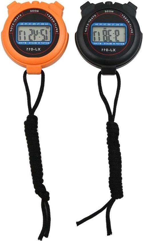 Stopwatch Sportivo Multifunzionale con Display Grande - Timer con Allarme e Calendario - Ideale per Attività Sportive - Nero e Giallo.