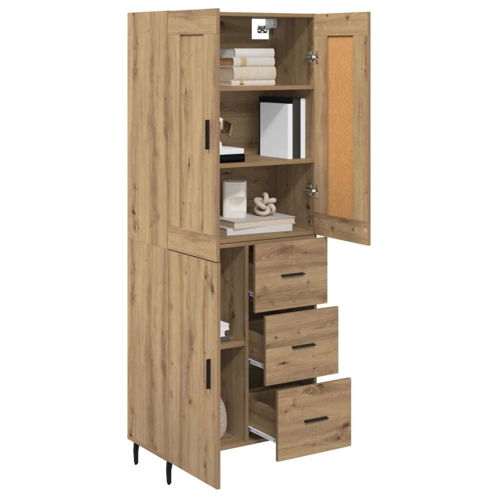 Credenza 2 pz-Set di 2 Buffet-Armadio da cucina Rovere artigianale Legno Stratificato e Vetro 426808
