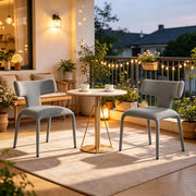 Sedia Set da 2 con Schienale Curvo Ergonomico e Ruote, in Lino, Metallo e Spugna, Grigio 53 × 53 × 78 cm