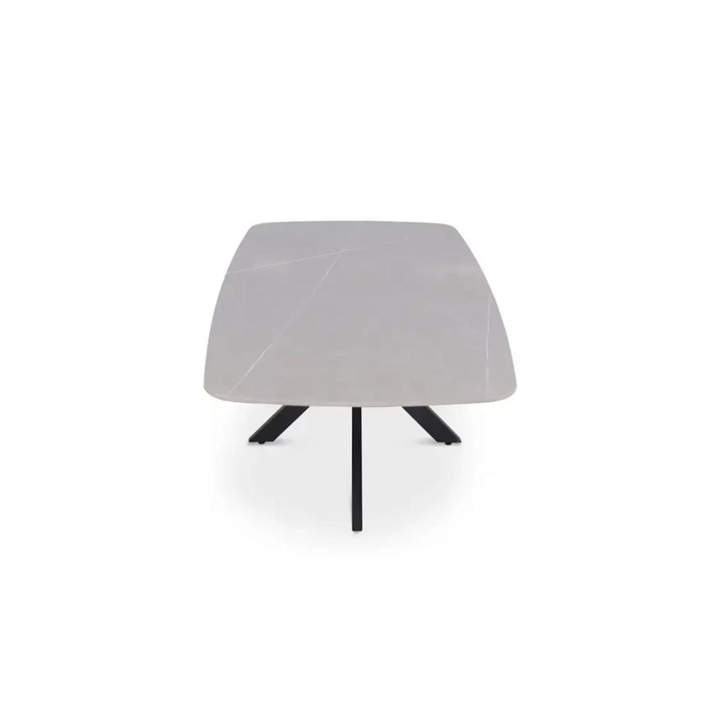 Table bassa ARVENA – Tavolino rettangolare 130x70 cm – Pietra grigia & metallo – Design contemporaneo e raffinato