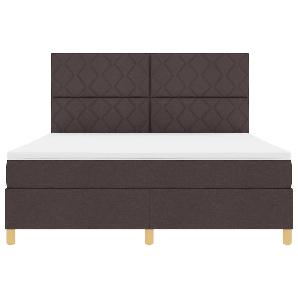 Letto a Sorgente LED Marrone Scuro 180 x 200 cm Tessuto 3343197