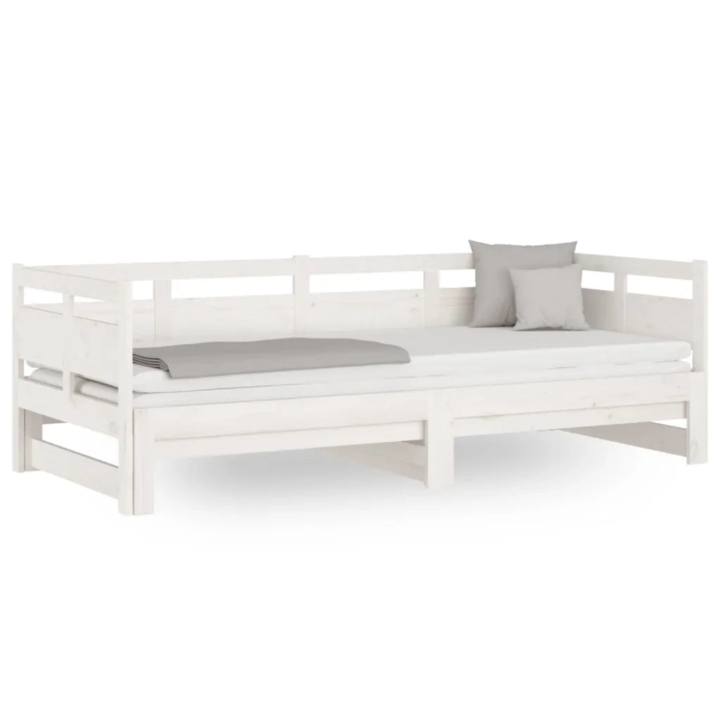 Dormeuse Estraibile Bianca Legno Massello di Pino 2x(80x200) cm 820318