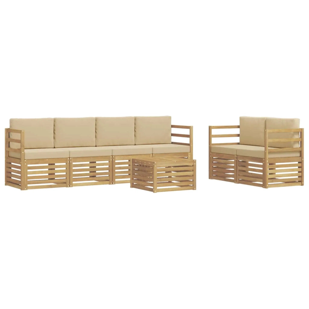 Set di divani da esterno 7 pcs Bianco e Beige Poliestere