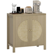 Credenza con 2 ante effetto rotin e ripiano regolabile ¨C zephmum ¨C 75x38x77 cm, legno naturale
