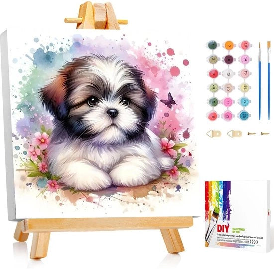 Kit di pittura per bambini da 7 anni in su - tela da 20x20 cm - cornice inclusa - set di arte creativa - pennelli e vernici inclusi - tema animali
