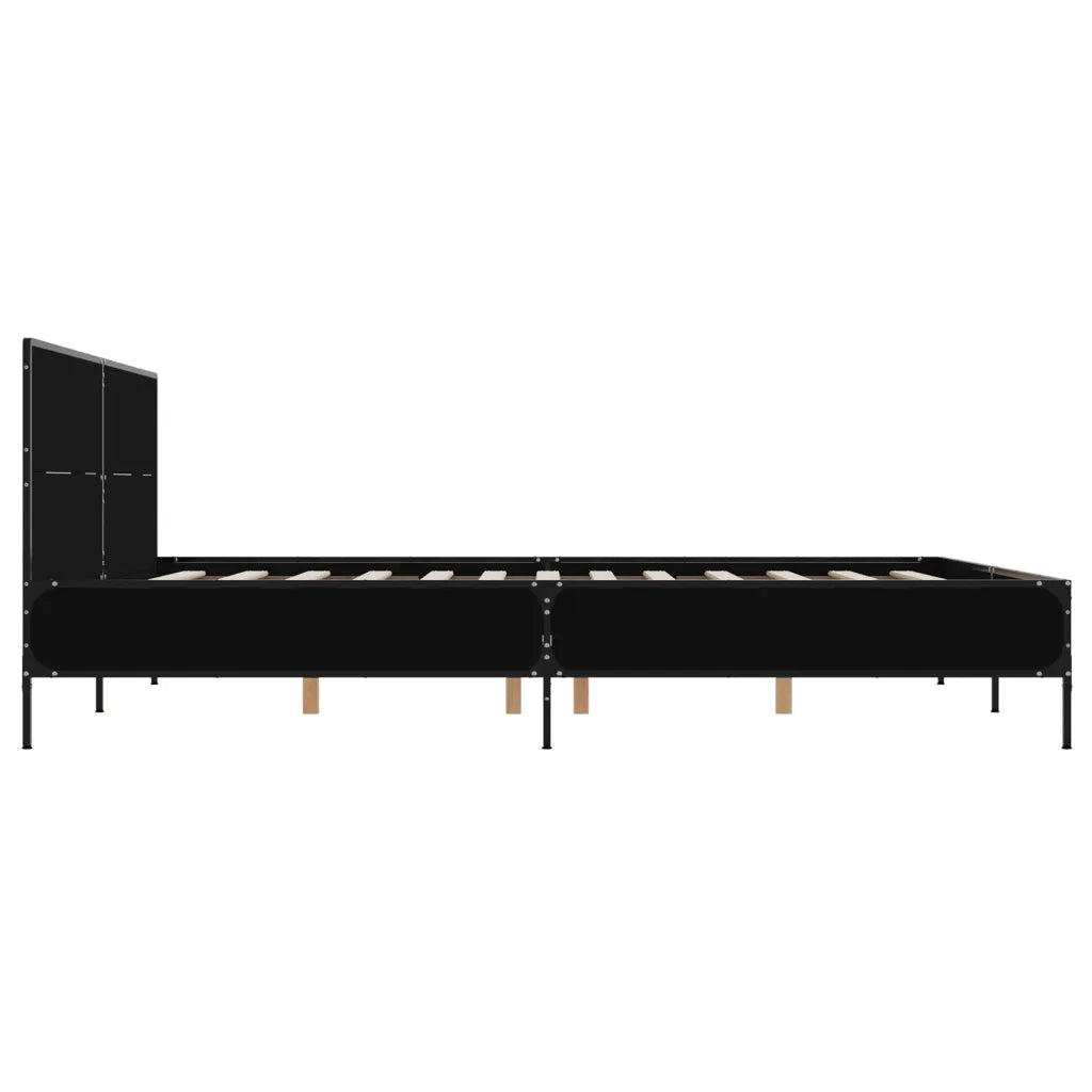 Giroletto-Struttura Letto Nero 140x190 cm in Legno Multistrato e Metallo 545252