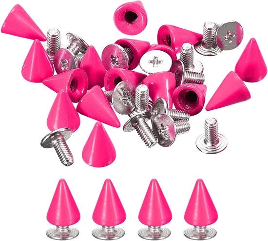 Set di 20 viti e chiodi metallici - 7 x 10 mm - Adatti per abbigliamento, borse e scarpe - Rosso - Accessori in pelle.