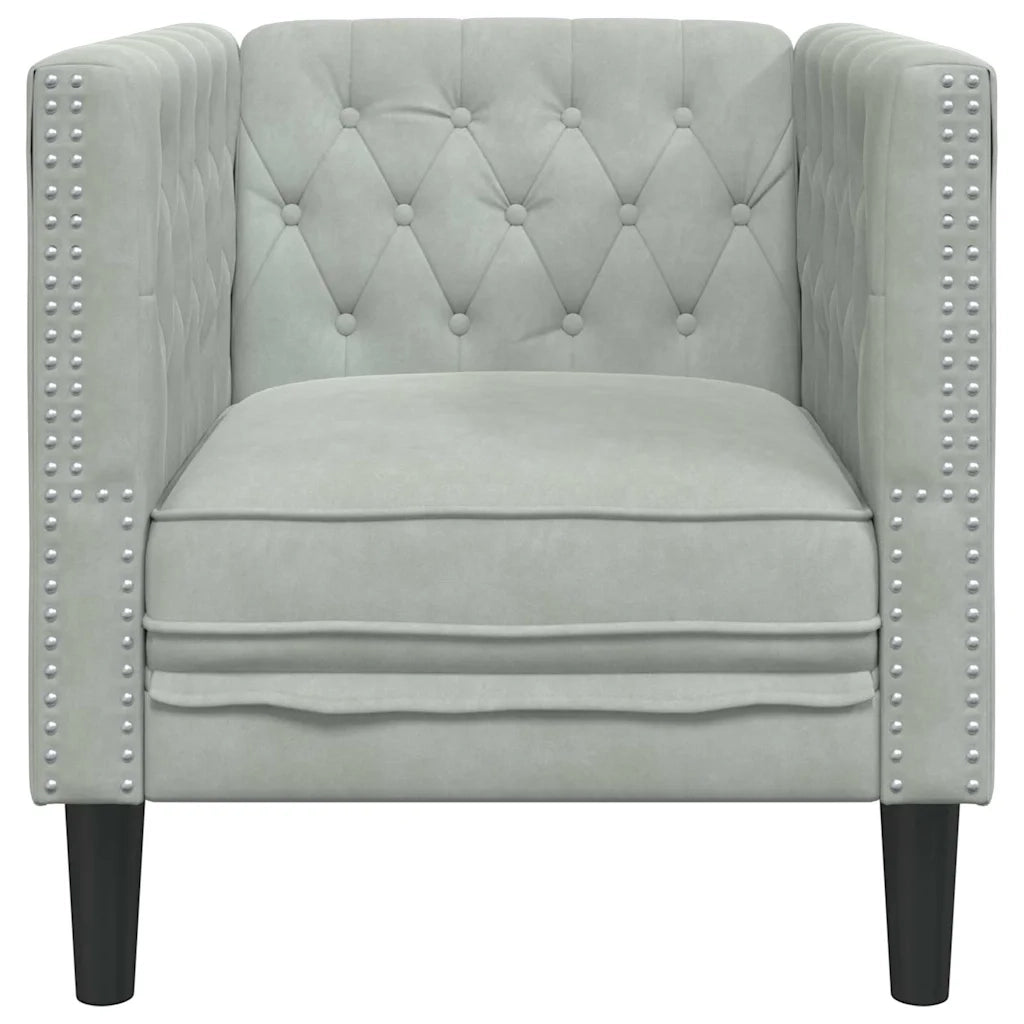 vidaXL Poltrona Chesterfield Grigio chiaro 71 x 74.5 x 70.5 cm Velluto
