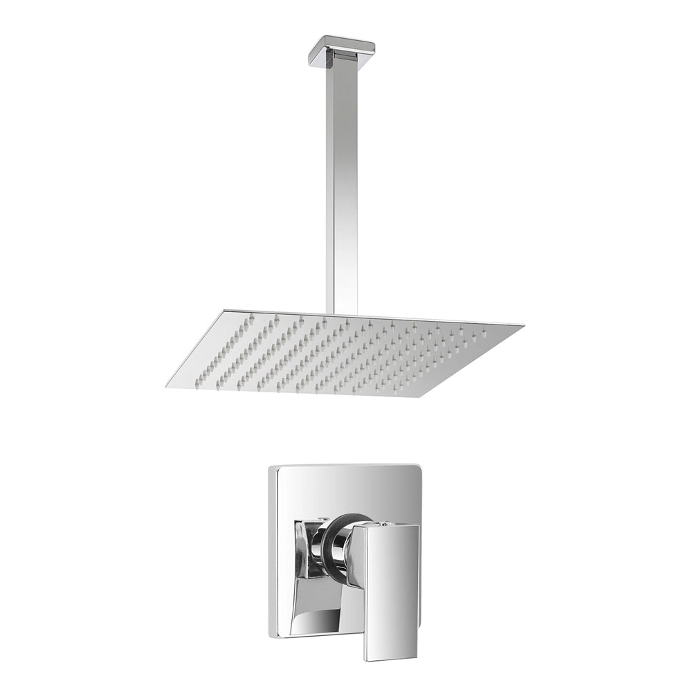 Set doccia in ottone cromo con rubinetto doccia a incasso quadrato braccio verticale e soffione