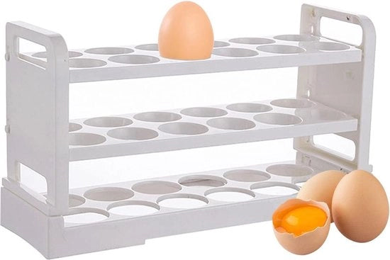 Scatola per conservazione uova - 36 celle - 3 livelli - contenitore per uova del frigorifero - griglia di conservazione in plastica - spazievitore - cucina ristorante - bianco