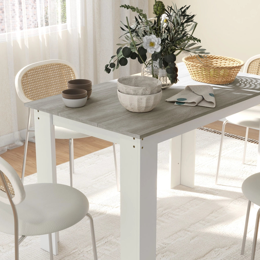 Tavolo da Pranzo Moderno per 4-6 Persone 120x69x75 cm in Legno Grigio e Bianco