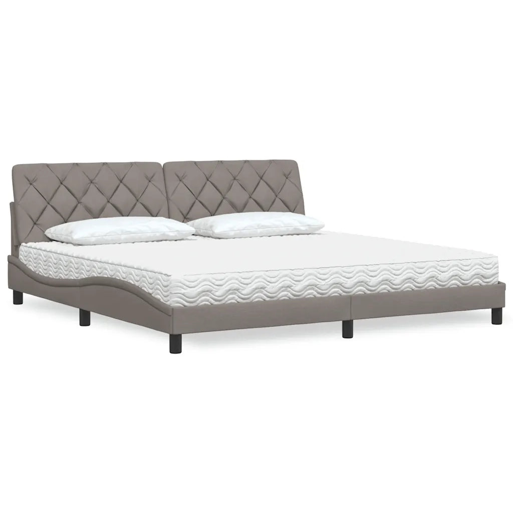 Letto con Materasso Tortora 200x200 cm in Tessuto 3310766