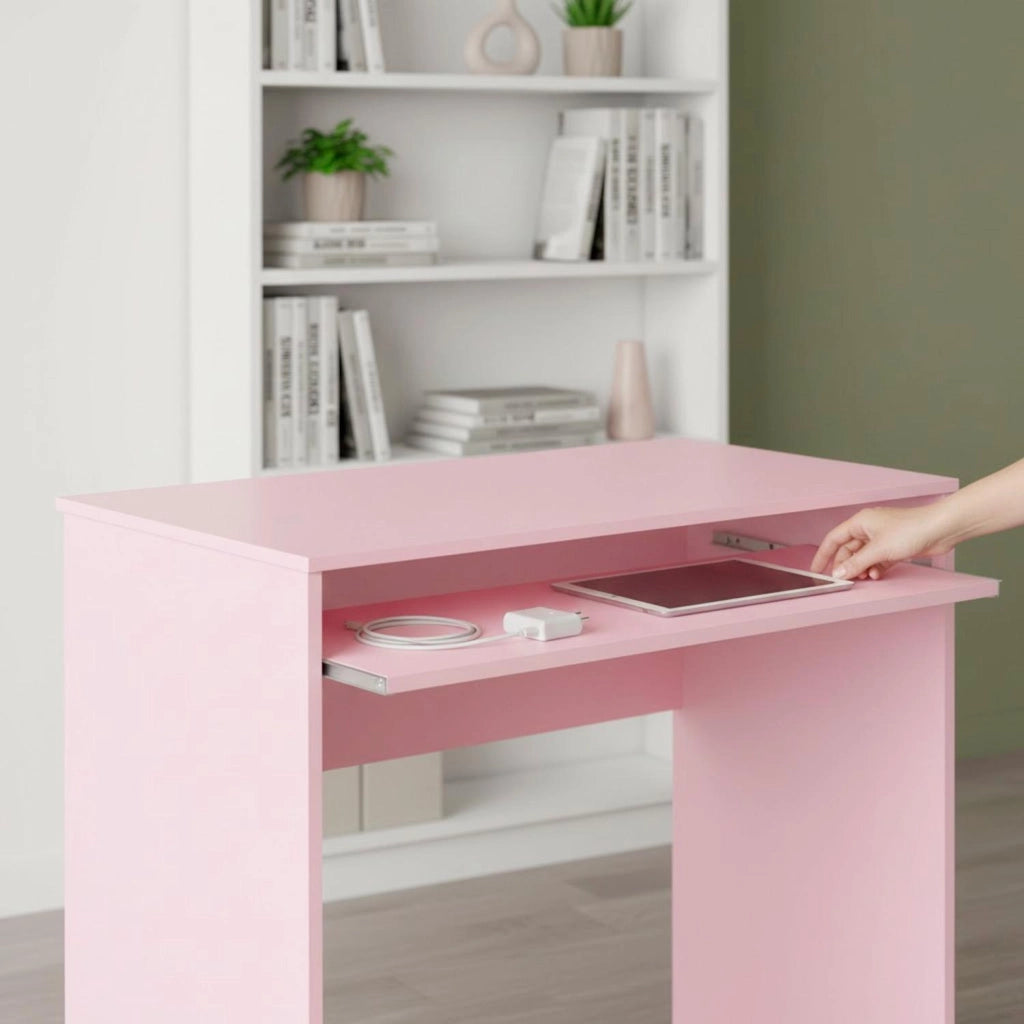 Scrivania Per Cameretta Postazione Desk PC Studio Ufficio Design Moderno Con Piano Scorrevole Piedini ABS Ideale Per Studio Compiti E Lavoro Quotidiano 90 x 54 x 79 Cm Rosa