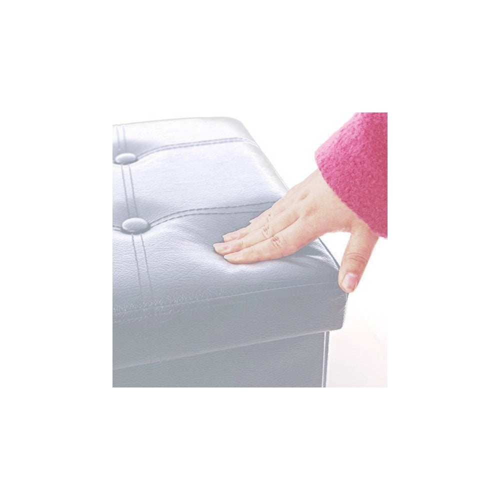 Trade Shop - Pouf Scatola Contenitore Rettangolare Similpelle Cassapanca Poggiapiedi Colore -