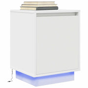 Comodino con Luci a LED-Tavolino da notte Bianco 38x34x50 cm 986012
