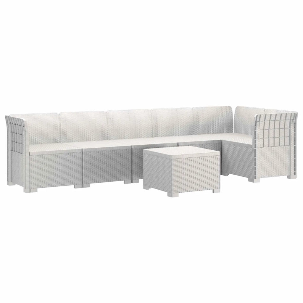 Divano da Giardino 6 Posti Aspetto Rattan PP Bianco 3444104