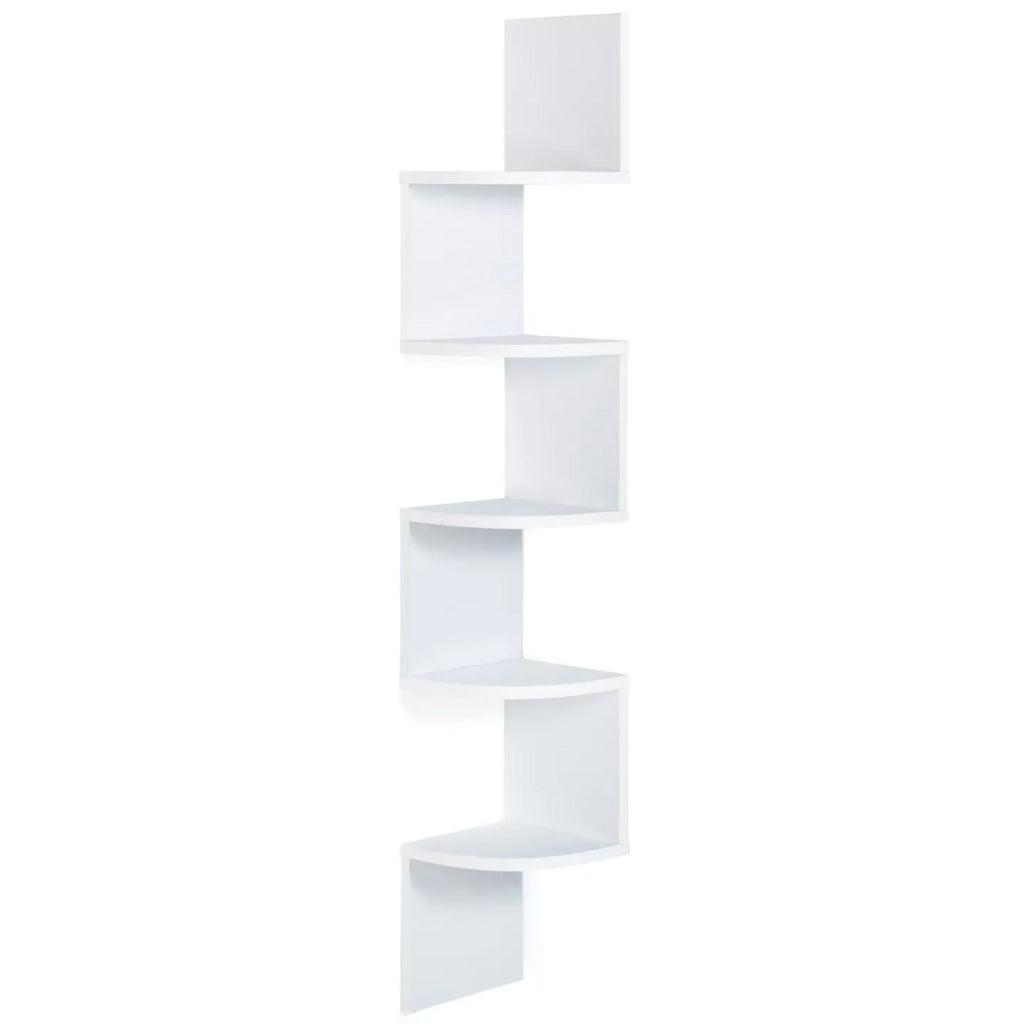 IDMarket - Scaffale angolare a parete a 5 livelli bianco ISA
