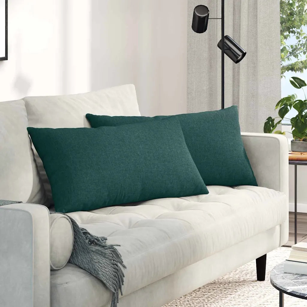Cuscini da Divano 2 pz-Set di 2 Cuscini per Sofa Verde Scuro 80 x 40 cm Tessuto