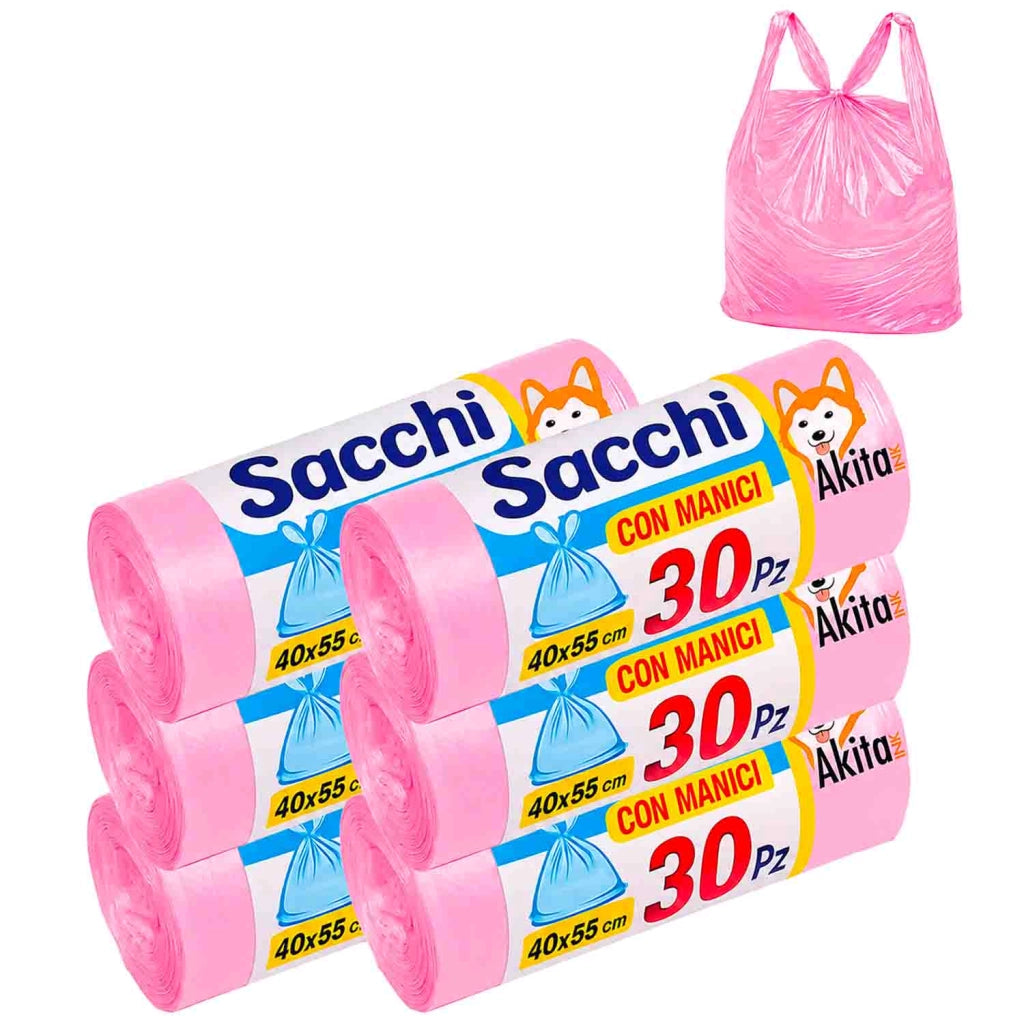 Akitaink Sacchi Spazzatura 40x55 Rosa 180 Pz