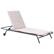 Sdraio da giardino beige con telaio in acciaio e tessuto olefinico resistente alle intemperie reclinabile moderna