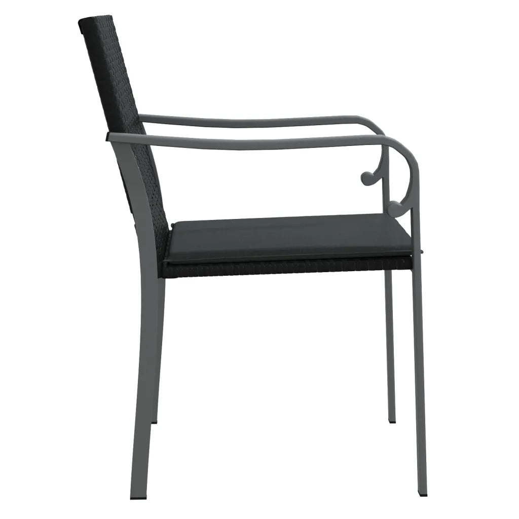 Sedie da Giardino con Cuscini 2pz Neri 56x59x84cm in Polyrattan 364094