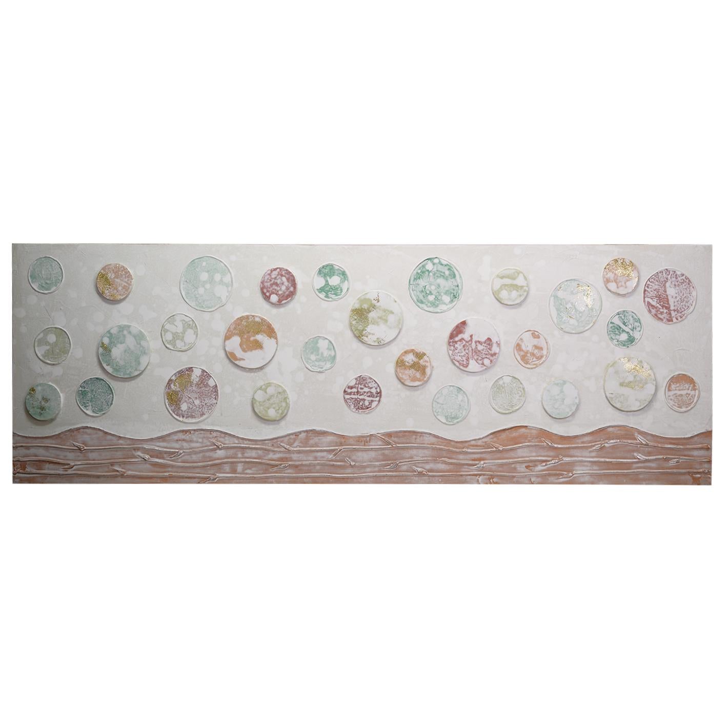 Quadro dipinto sfere cm 50x150x3