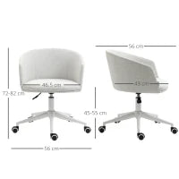 Sedia da Ufficio con Altezza Regolabile, Ruote e Seduta Girevole in Tessuto, Grigio Chiaro