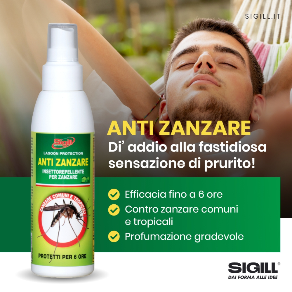 Spray anti zanzare comuni tropicali protezione 6 ore profumazione gradevole