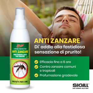 Spray anti zanzare comuni tropicali protezione 6 ore profumazione gradevole