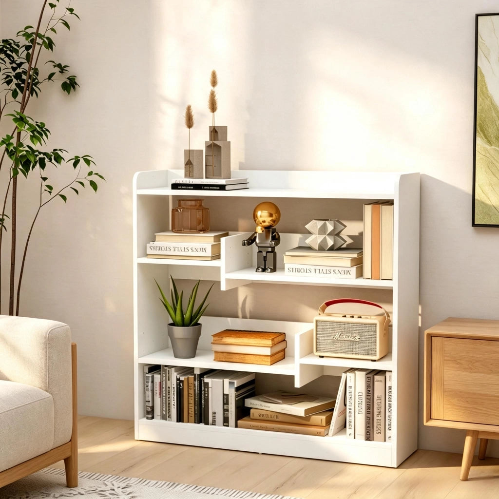 LIBRERIA Moderna 90x24x91 cm Bianco con 4 ripiani