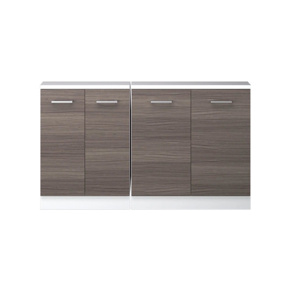 Mobile cucina sottotetto R-Line Grigio nobile/Bianco 140 cm Set di 2 Vicco