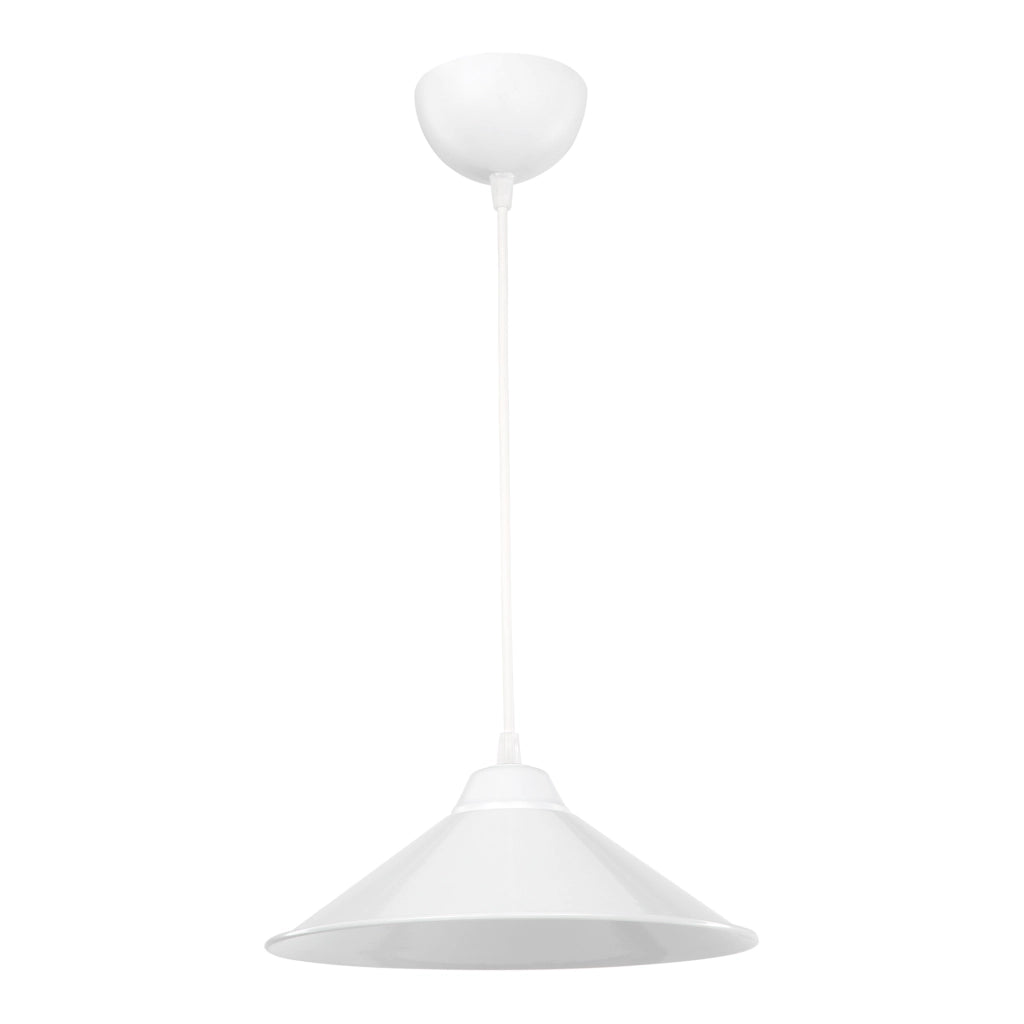 Lampada a Sospensione 'Hereford' con Paralume a Cono - Bianco [lux.pro]