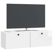 Mobile TV da Muro | Armadietto TV | Mobile Porta TV 98 x 31 x 30 cm Bianco Lucido