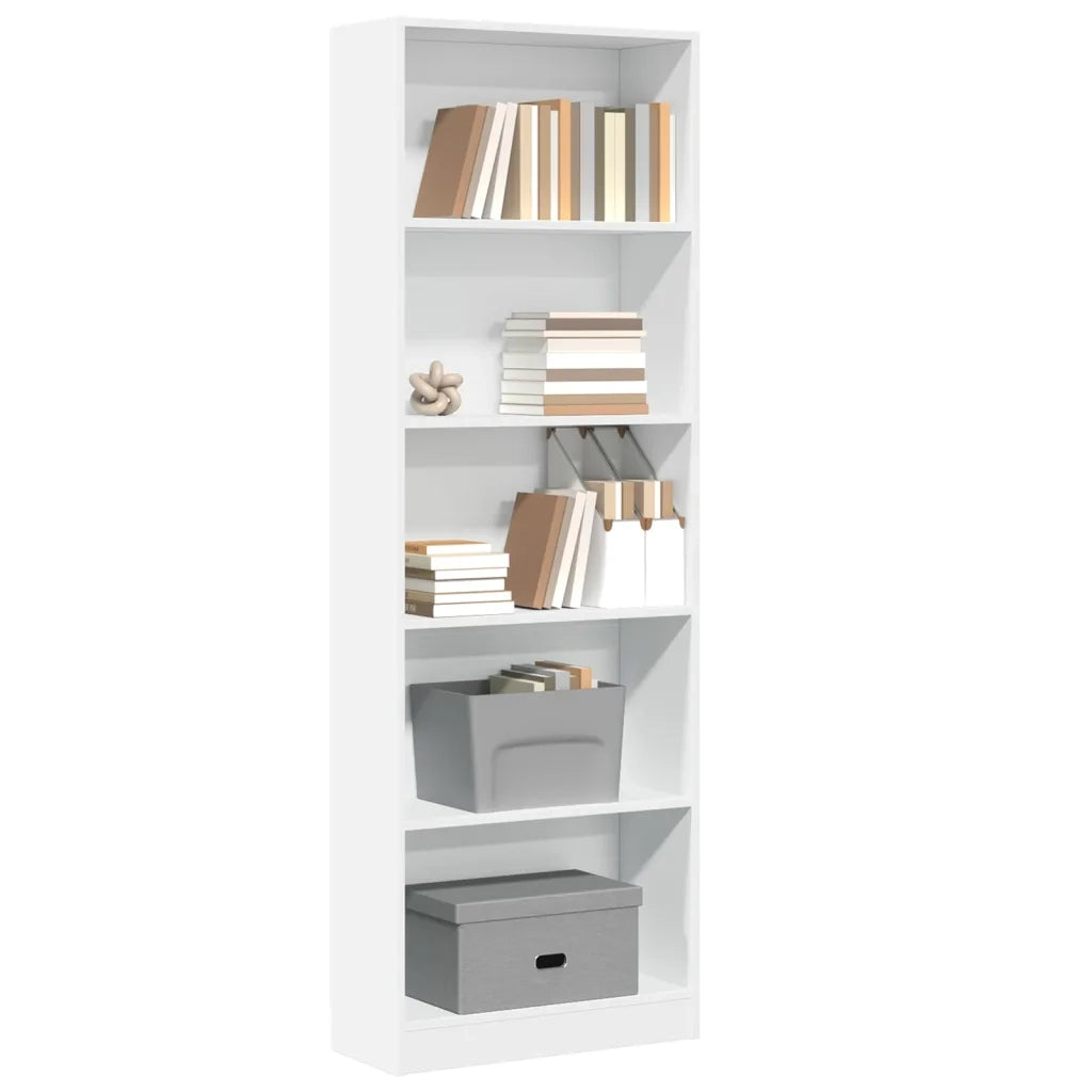 Libreria-Scaffale per Libri-Mobile di Stoccaggio Bianca 60x24x176 cm in Legno Massello