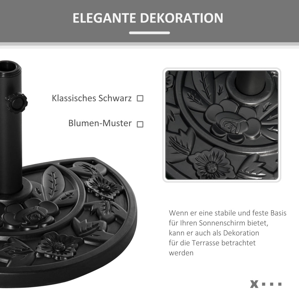 Base per ombrellone semicircolare 9 kg design floreale ¨C Xylo ¨C HDPE/cemento ?35/38/48 mm