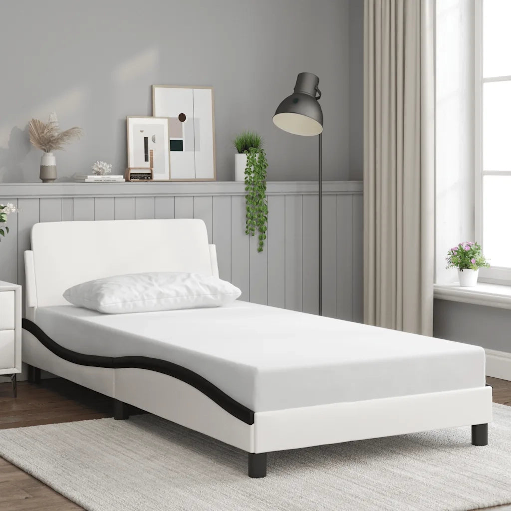 Giroletto-Struttura Letto Dover Nero e Bianco 100x200 cm in Similpelle 286018