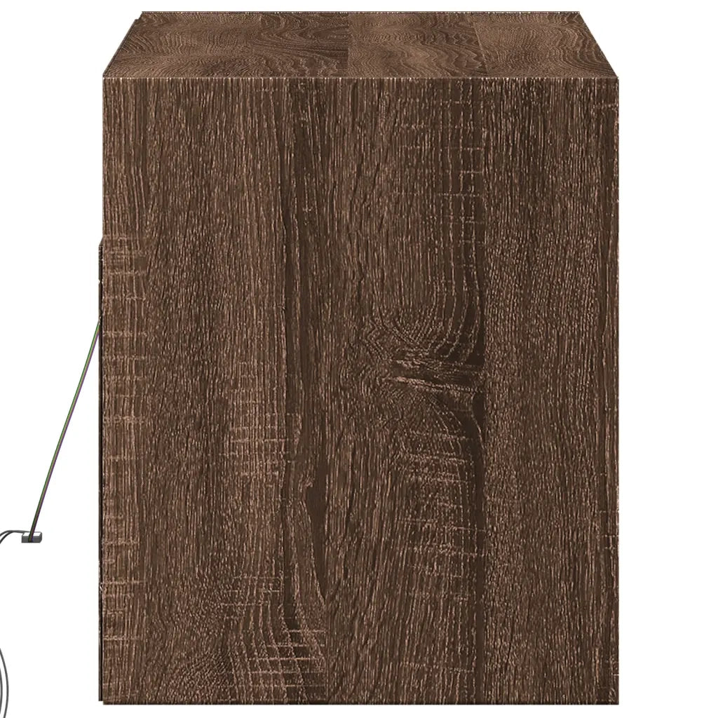 Mobile TV a Parete con Luci LED Rovere Marrone 100x31x35 cm 852368