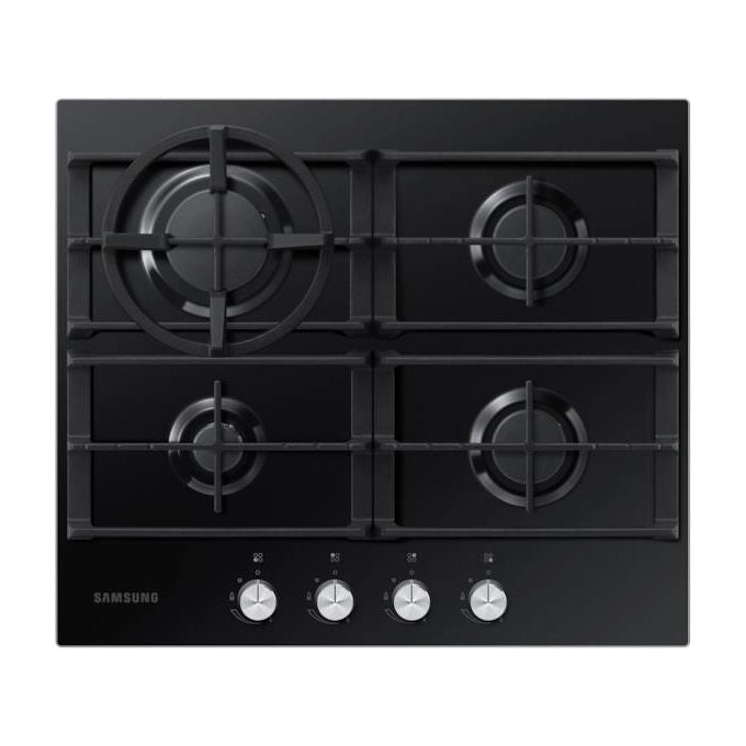Samsung NA64H3010AK Piano Cottura a Gas in Vetro Temperato 4 Fuochi Griglia in Ghisa 60 cm Nero