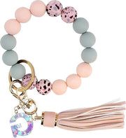 Sleutelhanger per Ragazze - Iniziali Donna Cintura - Cintura per Chiavi - Perle di Silicone Cinturino per le Chiavi.