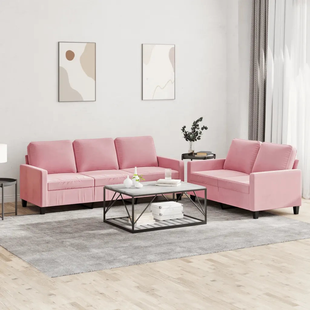 Set di Divani 2 pz con Cuscini rosa in Velluto 3201519