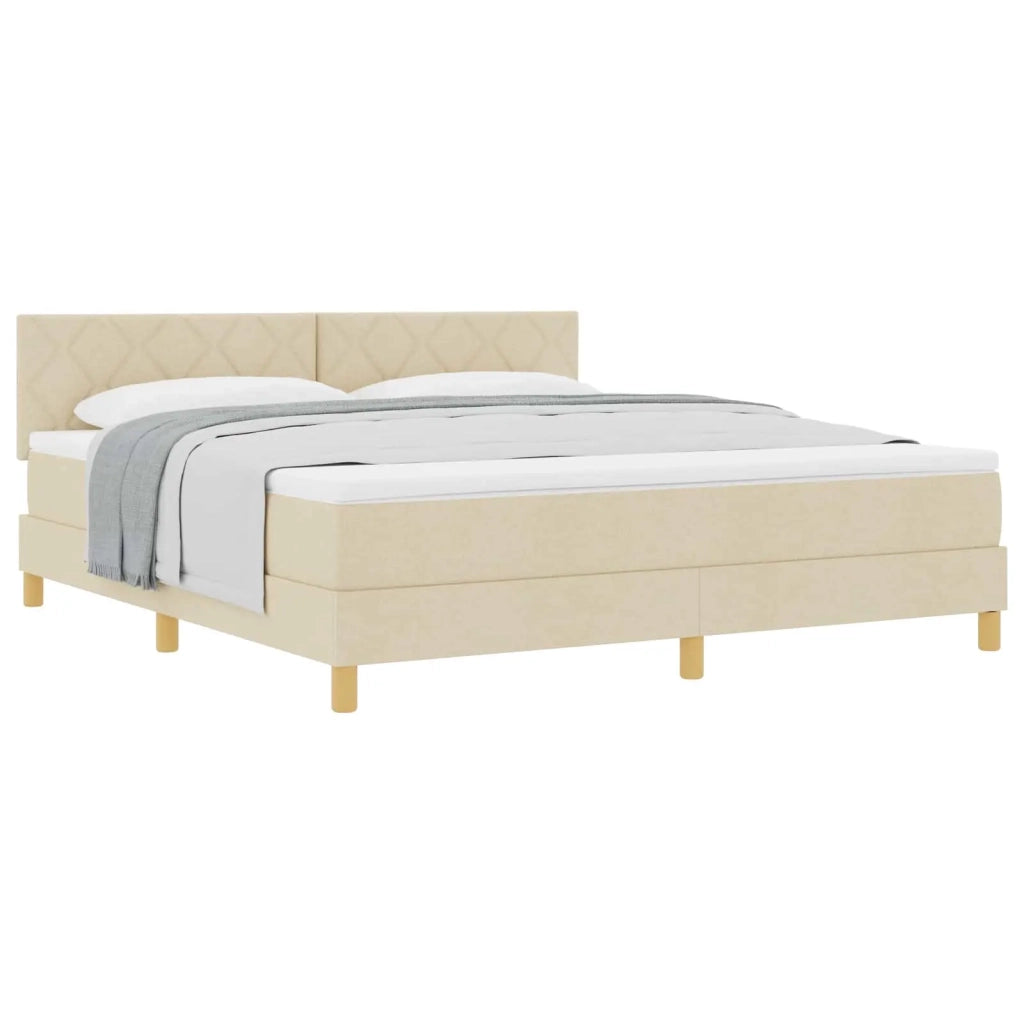 Letto a molle con cuscino Crema 180 x 200 cm Tessuto 3339019