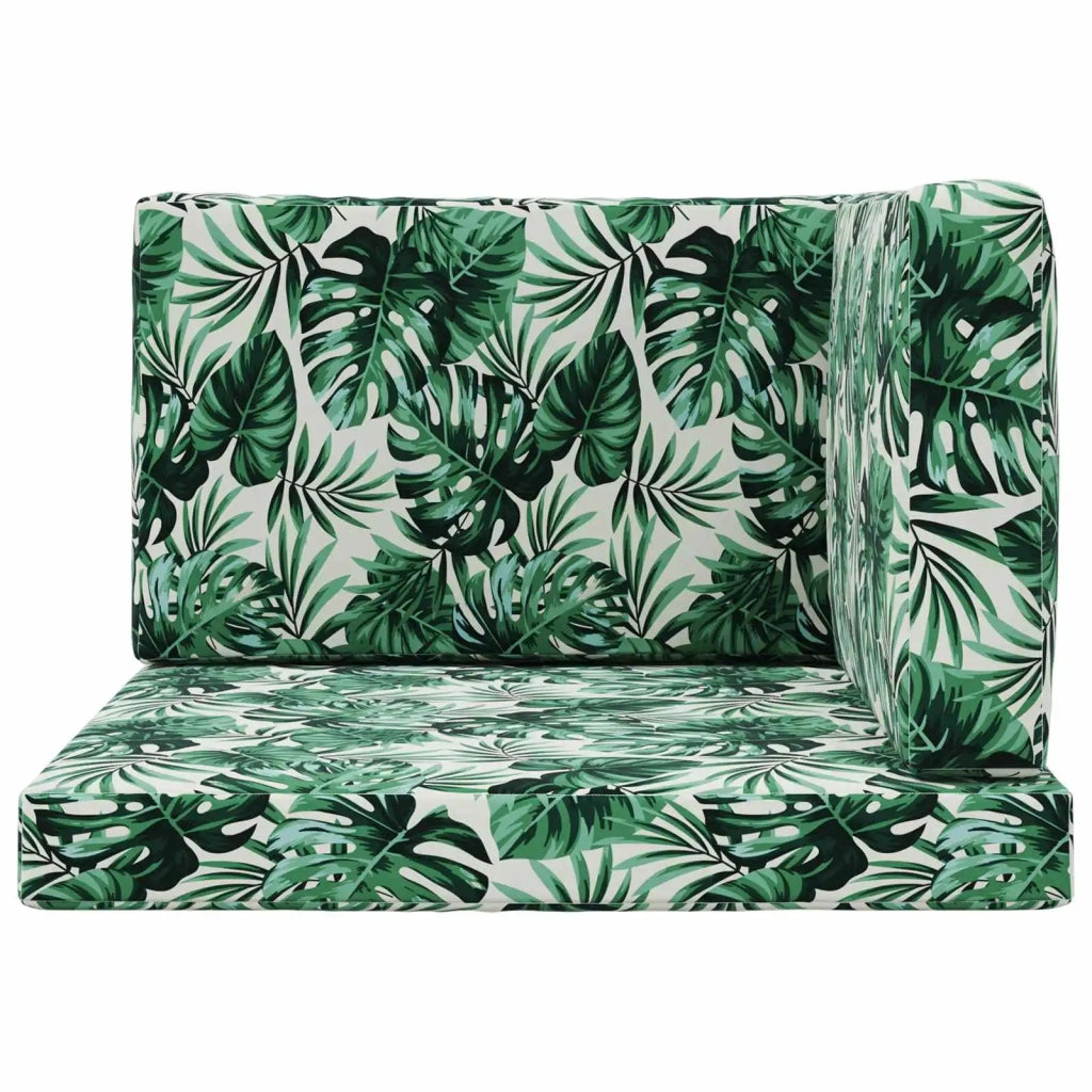 Cuscino per divano da esterno 3 pcs Motivo Foglia Poliestere