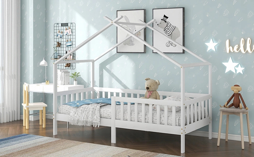 Letto per bambini 200x90 bianco con sponde - Xylo