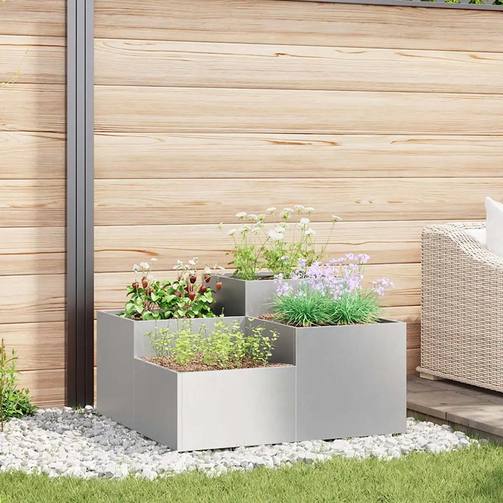 Vaso da giardino Argento 80 x 80 x 48 cm Acciaio inossidabile 865845