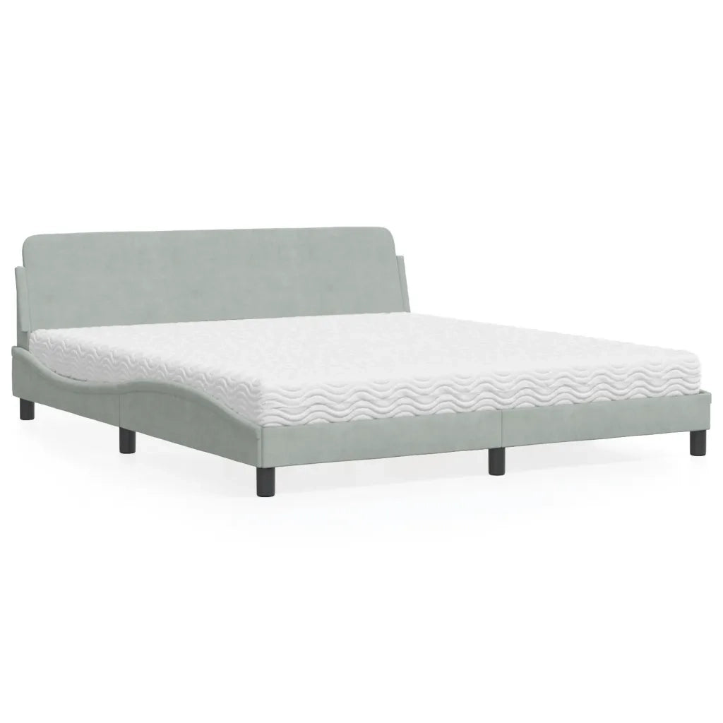 Letto con Materasso Dover Grigio Chiaro 180x200 cm in Velluto 3208451