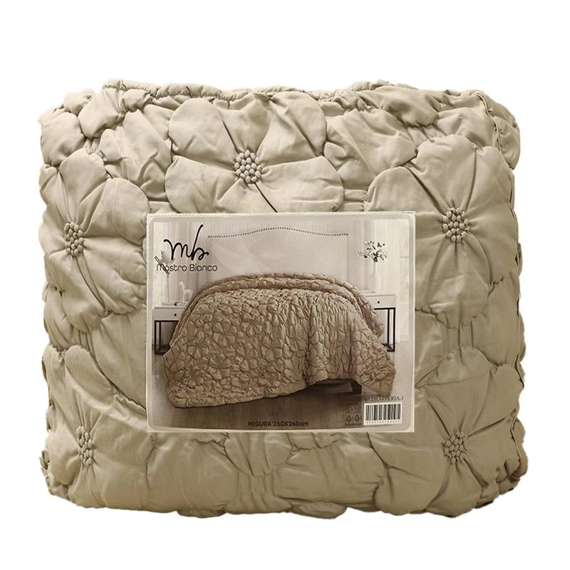 TRAPUNTA MATRIMONIALE 260X260 CM COLORE BEIGE