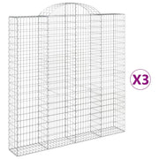 Gabbione cesti ad arco muro di contenimento gabbia recinzione 3 pz 200 x 30 x 200/220 cm ferro zincato Argento 02_0040735